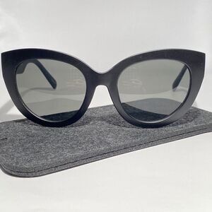 0730 Oversized Round Cateye Sunglasses Matt Black New